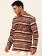 Men’s Brown Tribal Striped Ethnic Kurta Shirt
