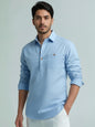 Novasol Men’s Sky Blue Solid Casual Shirt – Full Sleeve Cotton Blend Smart Casual Shirt